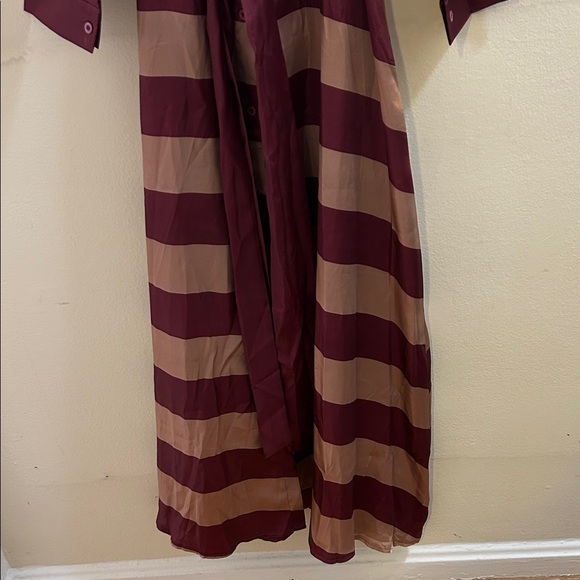 Striped Burgundy and Beige Maxi Dress* - Picture 4 of 8